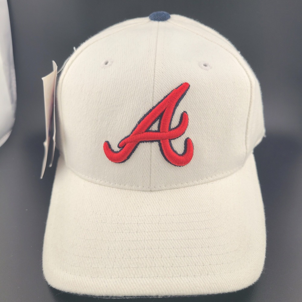 Vintage Logo Athletic Atlanta Braves MLB Baseball Cap Mens White Red Logo Hat